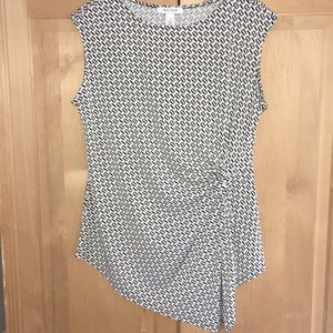 White n black blouse with side pucker!